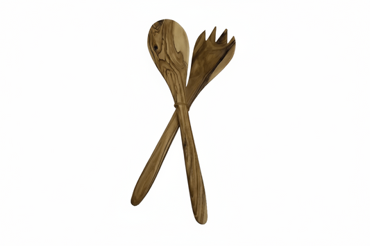 Handmade olive wood spoon and fork set