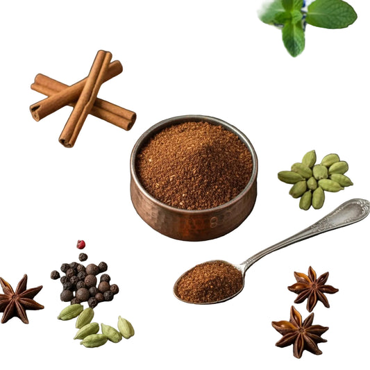 Palestinian seven spice ingredients — cinnamon, cardamom, cloves, allspice, nutmeg, coriander, black pepper