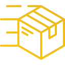 Icon showcasing a box being delivered fast, showcasing we process deliveries quickly